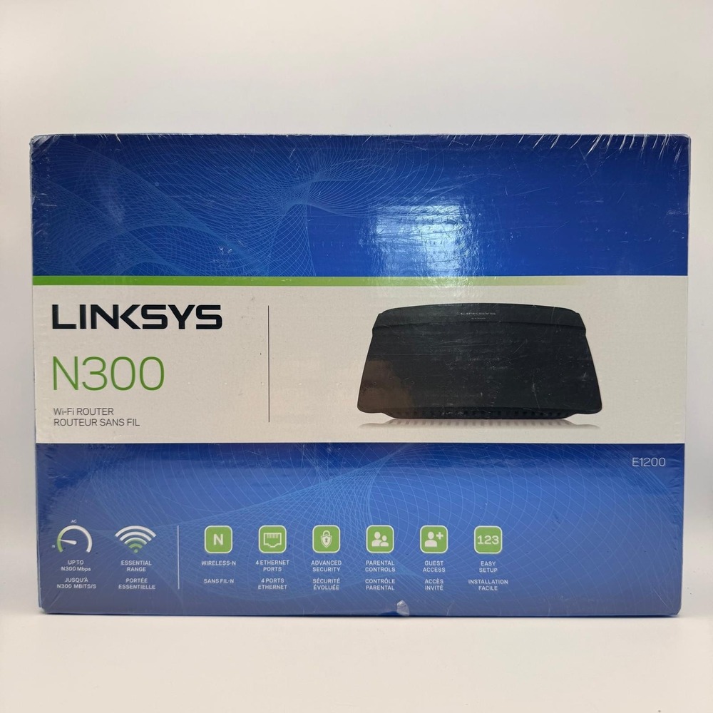 Linksys E1200 N300 Wireless-N Wi-Fi Router 300 Mbps 4-Port Ethernet New Sealed
